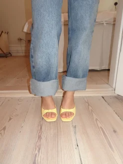 Pastella mules med sløjfe - Lysegul