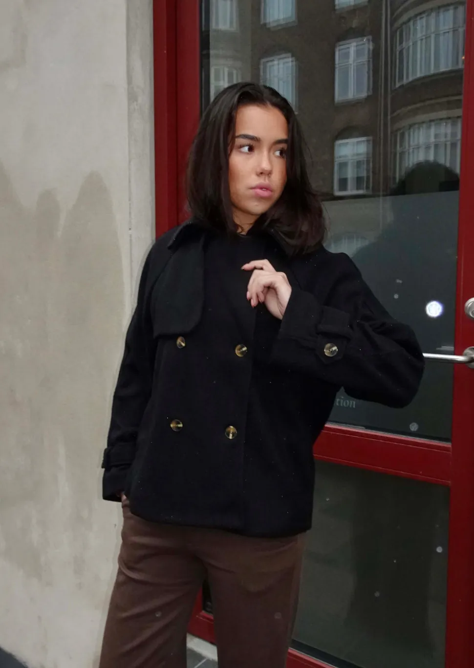 Patricia kort trenchcoat - Sort