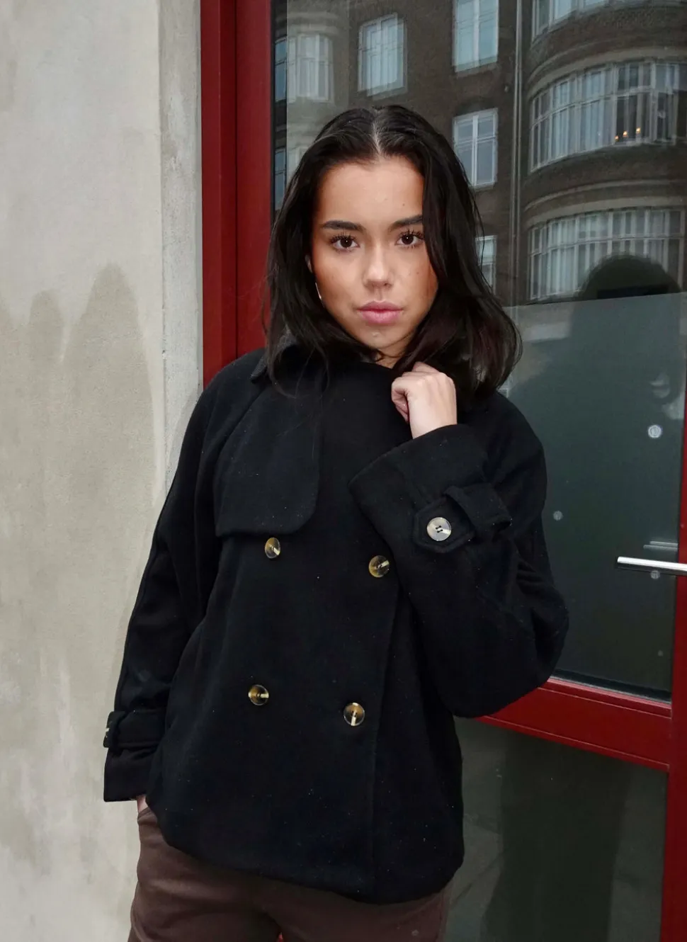 Patricia kort trenchcoat - Sort