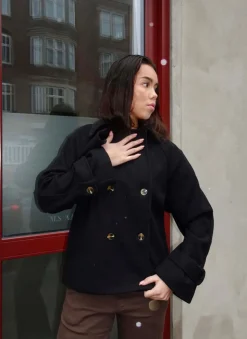 Patricia kort trenchcoat - Sort