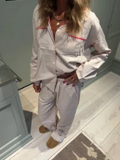 Pinja pyjamas sæt - Beige/rød