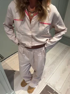 Pinja pyjamas sæt - Beige/rød