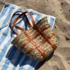 Puglia flettet taske med læder detaljer - Beige/brun