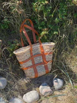 Puglia flettet taske med læder detaljer - Beige/brun