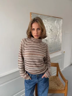 Rainova strik med striber - Beige/multifarvet