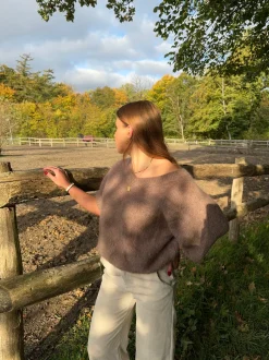 Rancy strikket mohair t-shirt - Brun