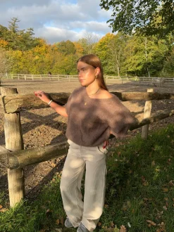 Rancy strikket mohair t-shirt - Brun
