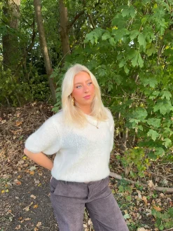 Rancy strikket mohair t-shirt - Off white