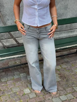 Ranya lavtaljede jeans - Lys grå