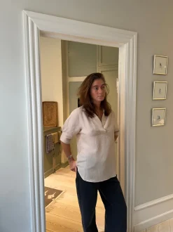 Ria bluse i hørblanding - Beige
