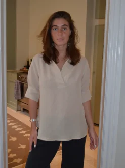 Ria bluse i hørblanding - Beige