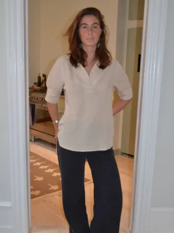 Ria bluse i hørblanding - Beige