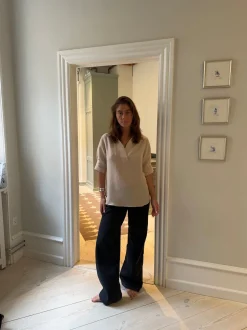 Ria bluse i hørblanding - Beige