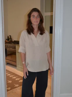 Ria bluse i hørblanding - Beige
