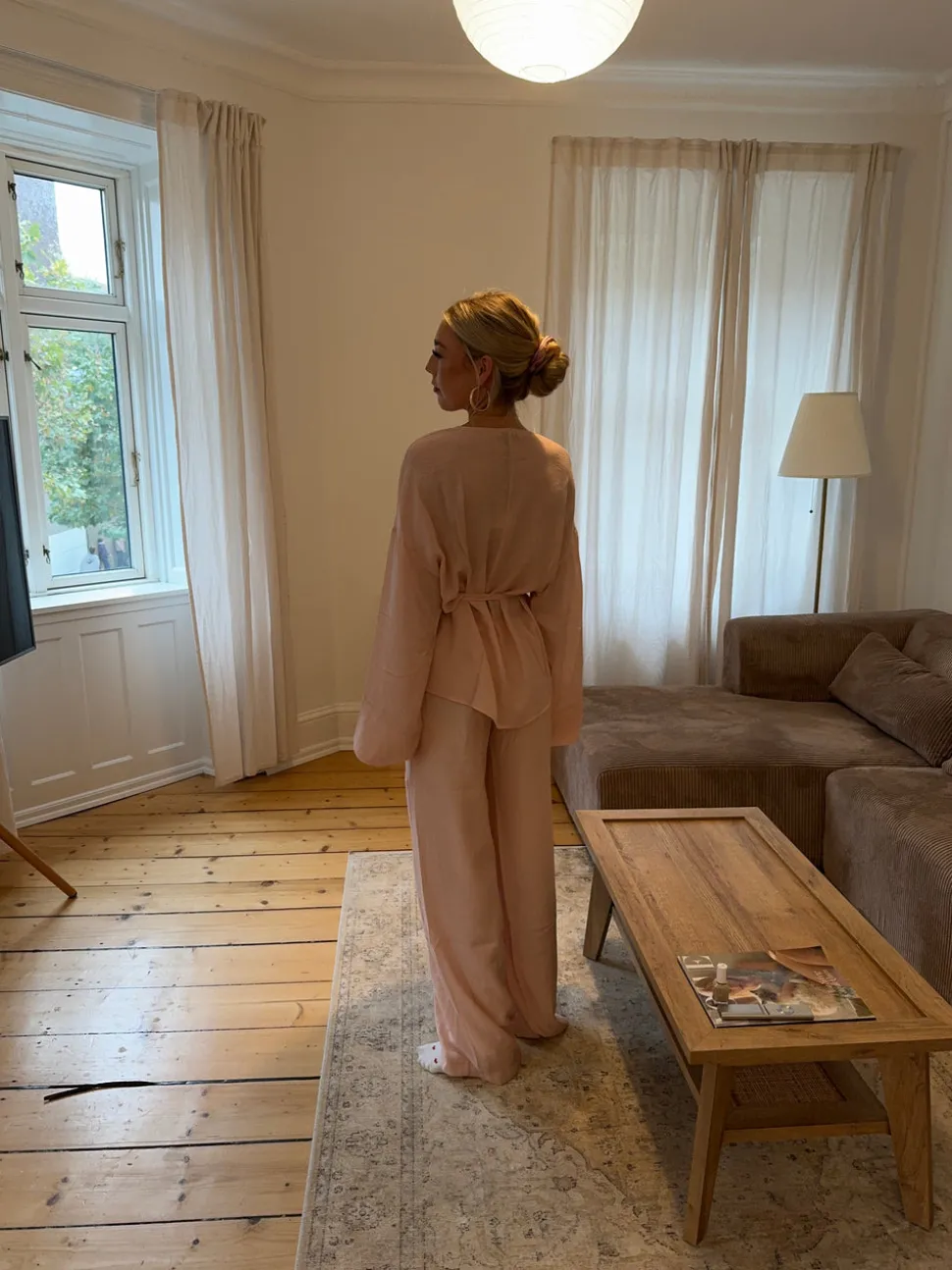 Rikki bluse med bindebånd - Lys rosa