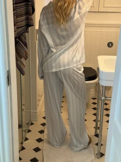Sabine satin pyjamasbukser - Lyseblå