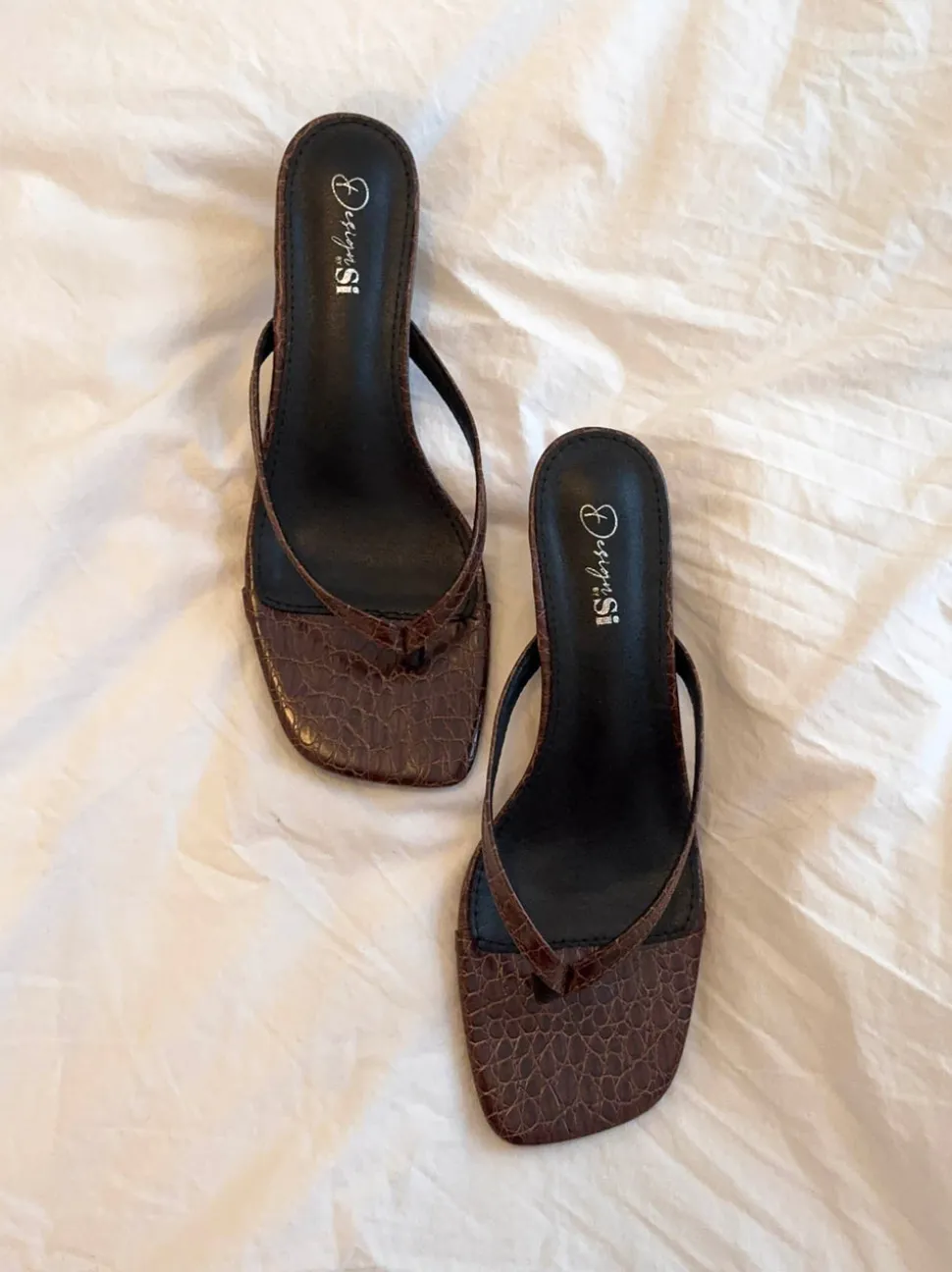 Safine mules med krokodilleprint - Brun