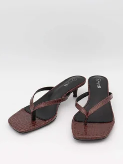 Safine mules med krokodilleprint - Brun