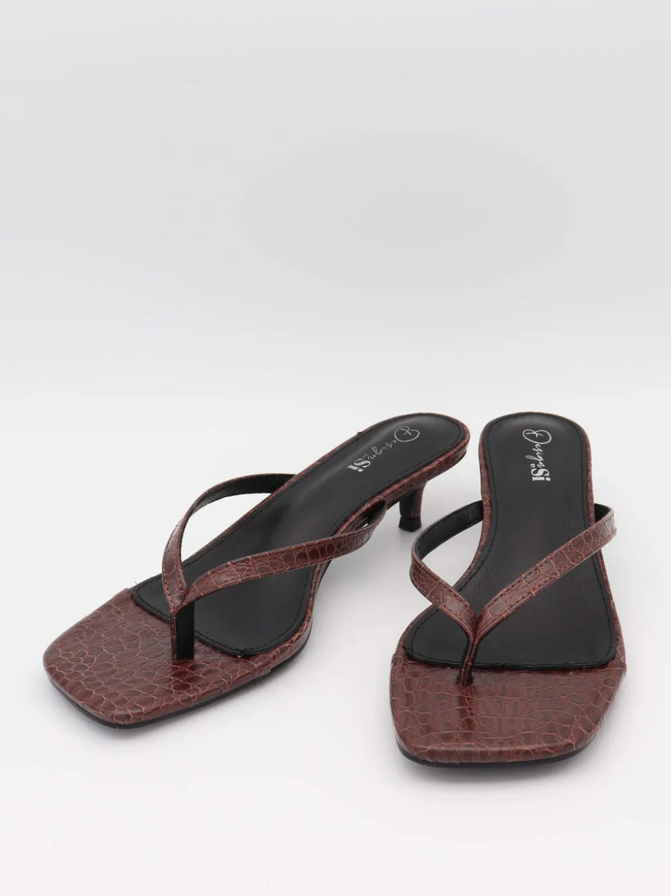 Safine mules med krokodilleprint - Brun