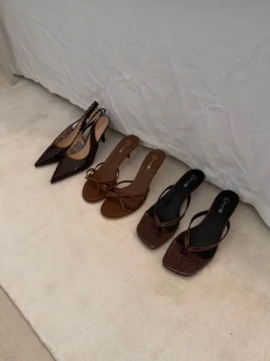 Safine mules med krokodilleprint - Brun