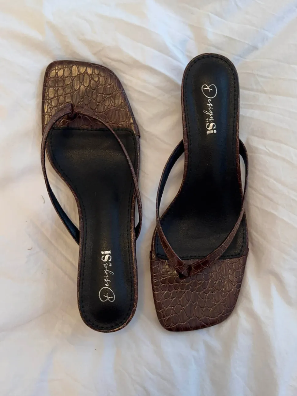 Safine mules med krokodilleprint - Brun