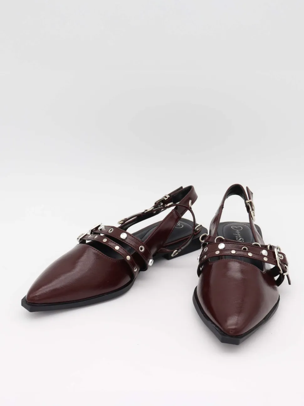 Saga slingback sandaler med spændedetaljer - Mørkerød