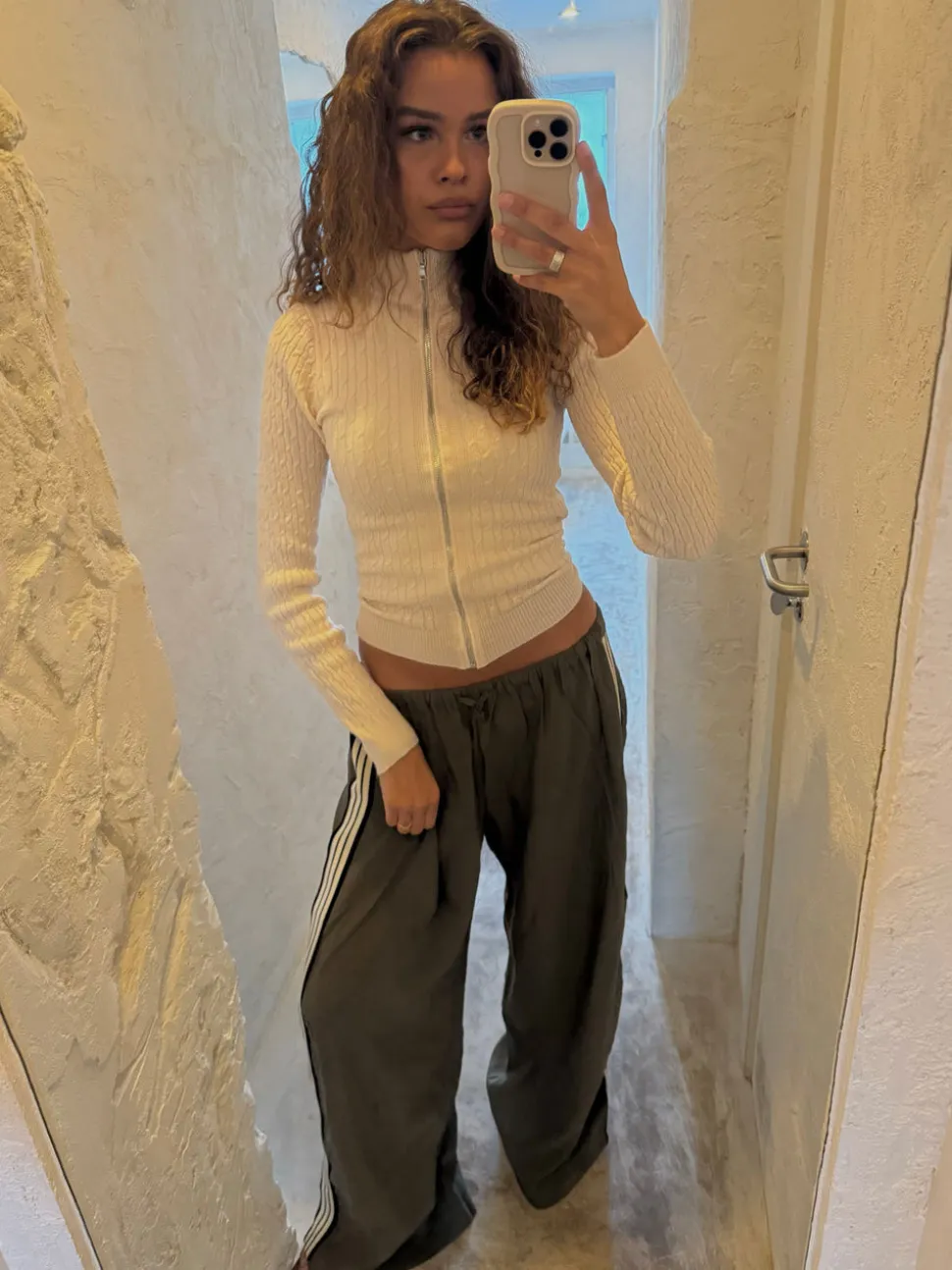 Samantha bukser med stribe detaljer - Kaki