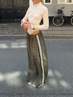 Samantha bukser med stribe detaljer - Kaki