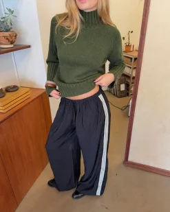 Samantha bukser med stribe detaljer - Sort/hvid
