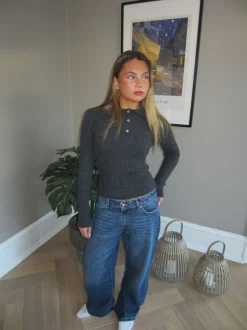 Sandra strikket polo - Mørk grå