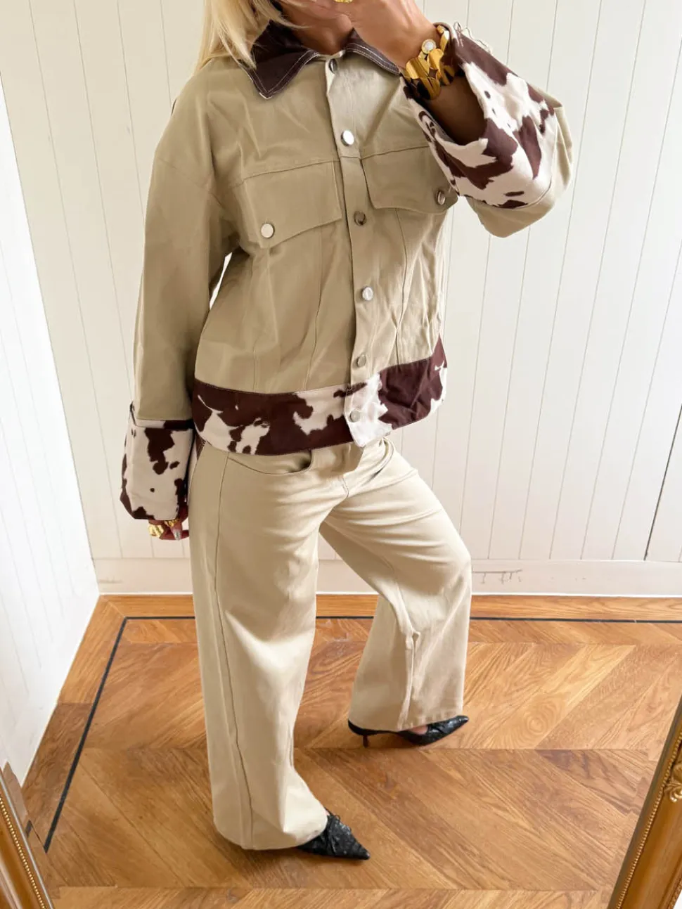 Scandivv jeans med koprint - Beige