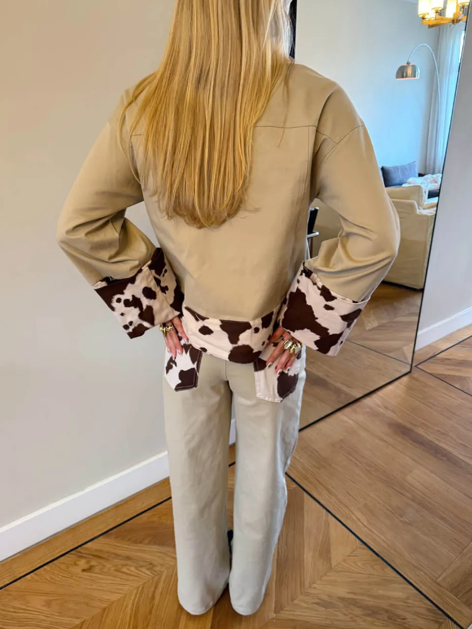 Scandivv jeans med koprint - Beige