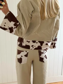 Scandivv jeans med koprint - Beige