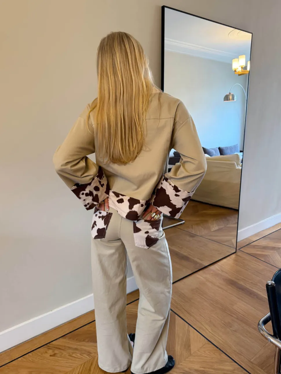 Scandivv jeans med koprint - Beige