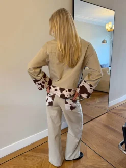 Scandivv jeans med koprint - Beige