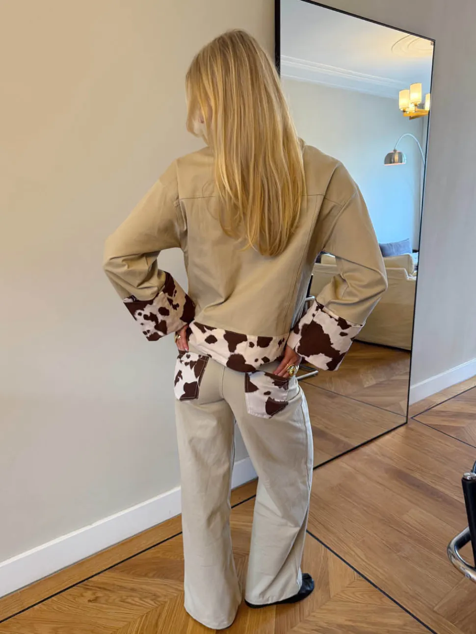 Scandivv jeans med koprint - Beige