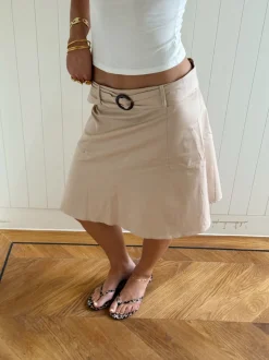Scandivv nederdel med bælte - Beige