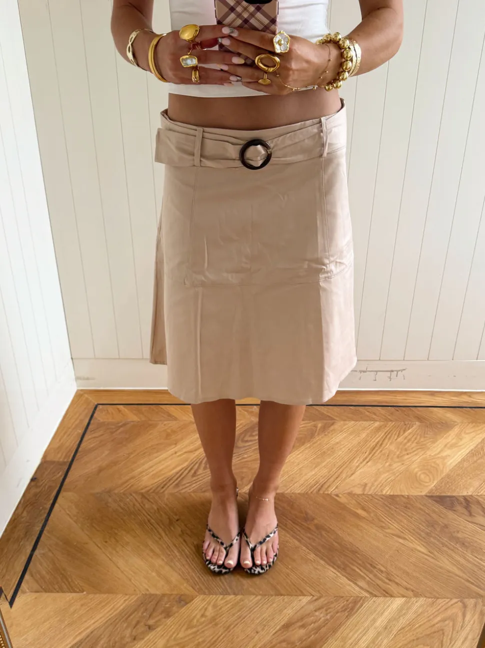 Scandivv nederdel med bælte - Beige