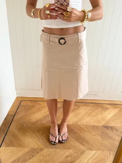 Scandivv nederdel med bælte - Beige
