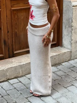 Sefina maxi strikket nederdel - Beige