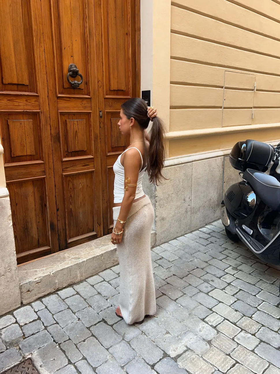 Sefina maxi strikket nederdel - Beige