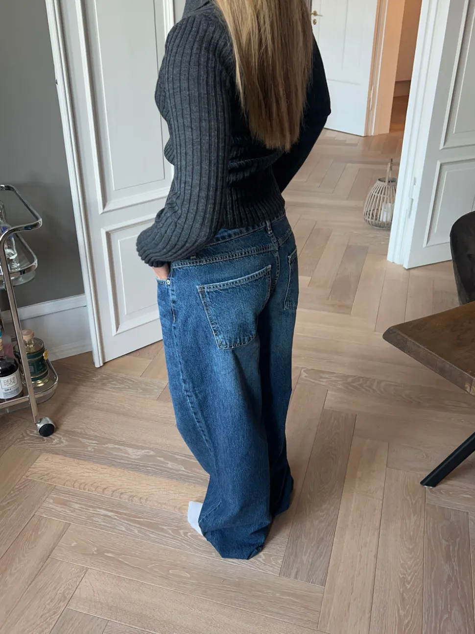 Sessa lavtaljede jeans - Blå denim