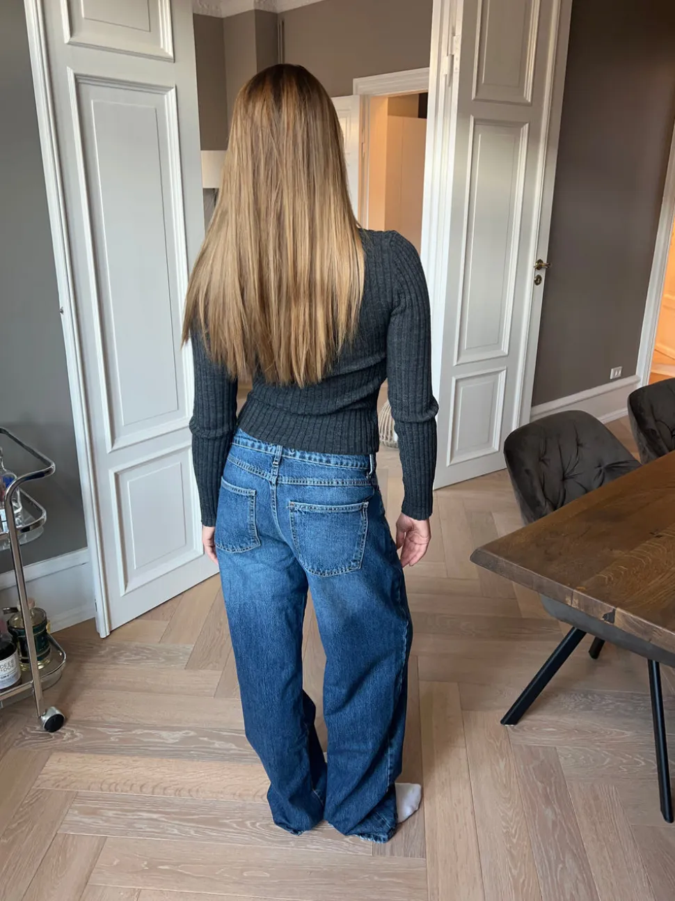 Sessa lavtaljede jeans - Blå denim