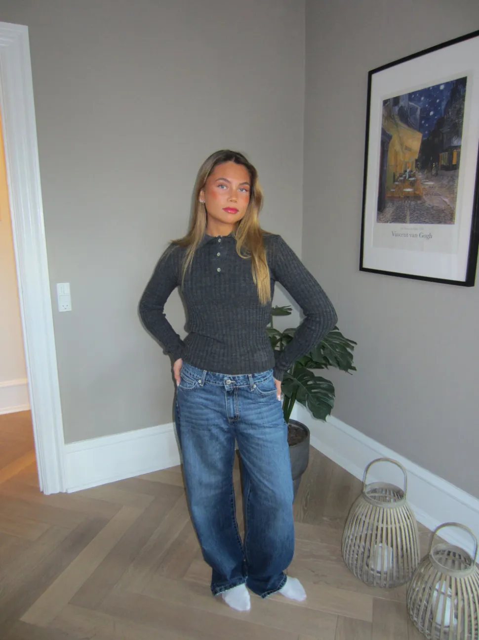 Sessa lavtaljede jeans - Blå denim