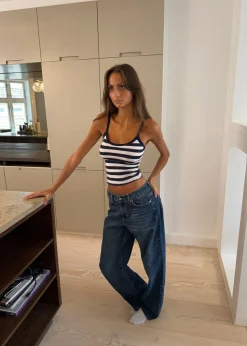 Sessa lavtaljede jeans - Blå denim