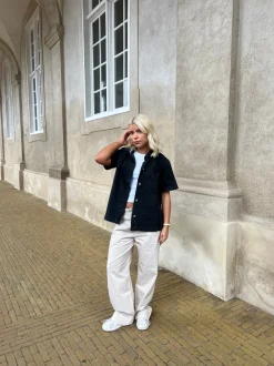 Siff kortærmet skjorte i denim - Grå