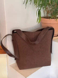 Sile skuldertaske med sidelommer - Brun