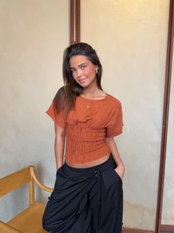 Sina top med smock - Orange