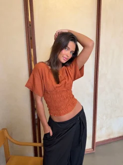 Sina top med smock - Orange