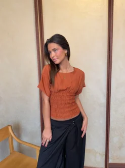 Sina top med smock - Orange